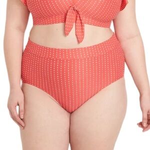 Lane Bryant NWOT Dot Texture Swim Brief in Starfish Coral Dots Size 22